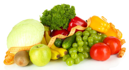 Fototapete - Fresh vegetables isolated on white