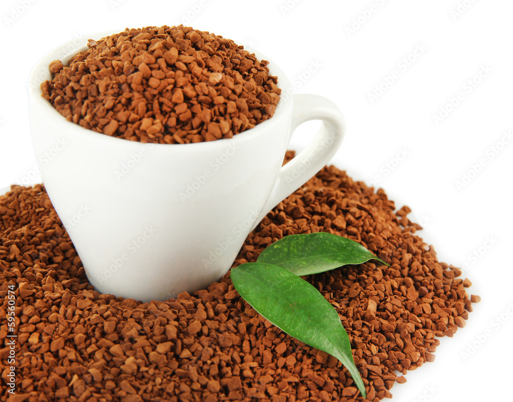 Cup of instant coffee isolated on white