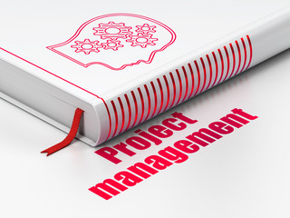 Finance concept: book Head With Gears, Project Management on