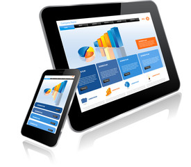 Wall Mural - tablet pc and smart phone