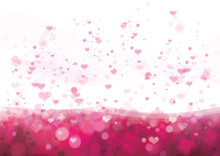 Vector Pink Background With Hearts For Valentine's Day Design.