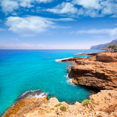 Fototapete -  Denia Alicante Las rotas rocky beach in Spain