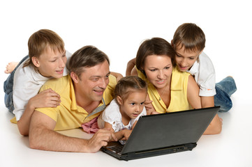 Canvas Print - Family with laptop