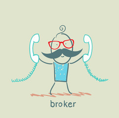 broker with two handsets