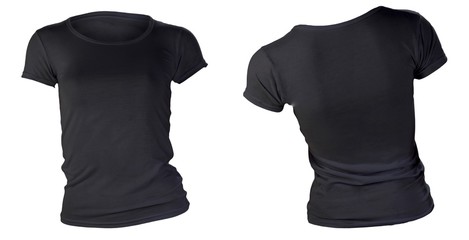 Wall Mural - women's blank black t-shirt template