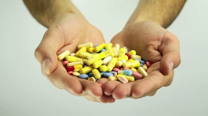 Poster - Medicine Medication Medicine Addiction Hands Concept