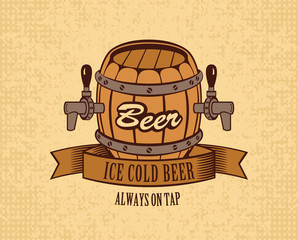 Poster - banner with a barrel of beer on tap