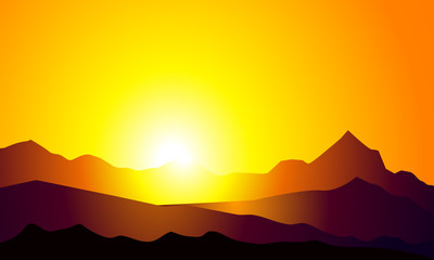 Wall Mural - Sunrise on Mountain-Vector