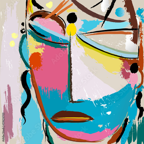 Plakat na zamówienie abstract background with paint strokes and splashes, face or mas