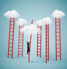 Wall Mural - businessman climbing to cloud