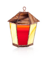Handmade Stained Glass Lantern Isolated On White