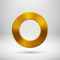 Fototapete - Abstract Circle Button with Gold Metal Texture