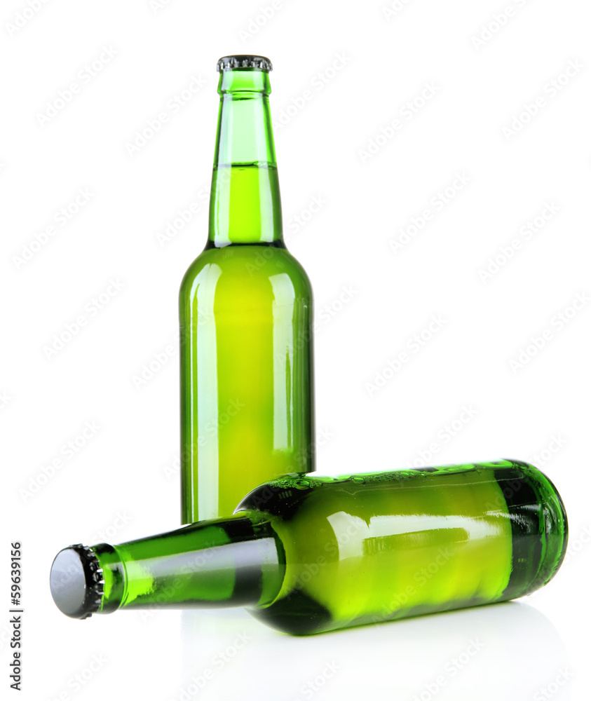 Bottles of beer isolated on white