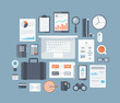 Business items flat icons set