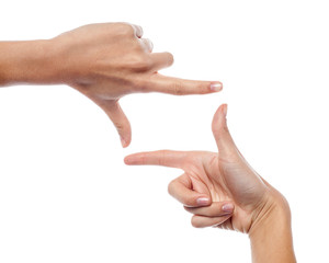 woman hands making a cool frame