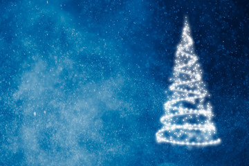 Wall Mural - abstract christmas tree on blue shiny background