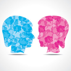 Creative male and female face of message bubble stock vector