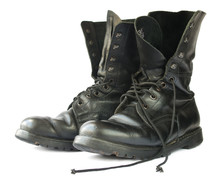Military Style Black Leather Boots