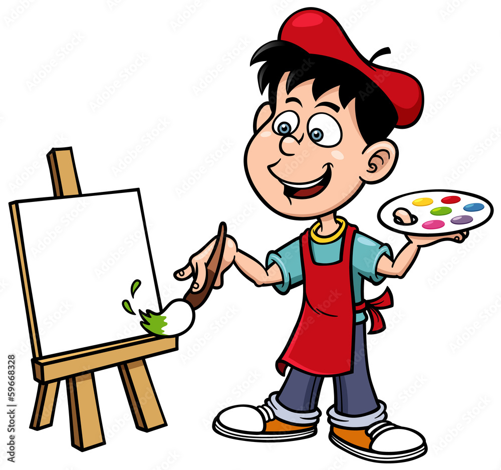 Vector illustration of Cartoon artist boy Stock Vector | Adobe Stock