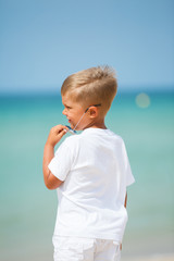 Wall Mural - Cute boy on the beach