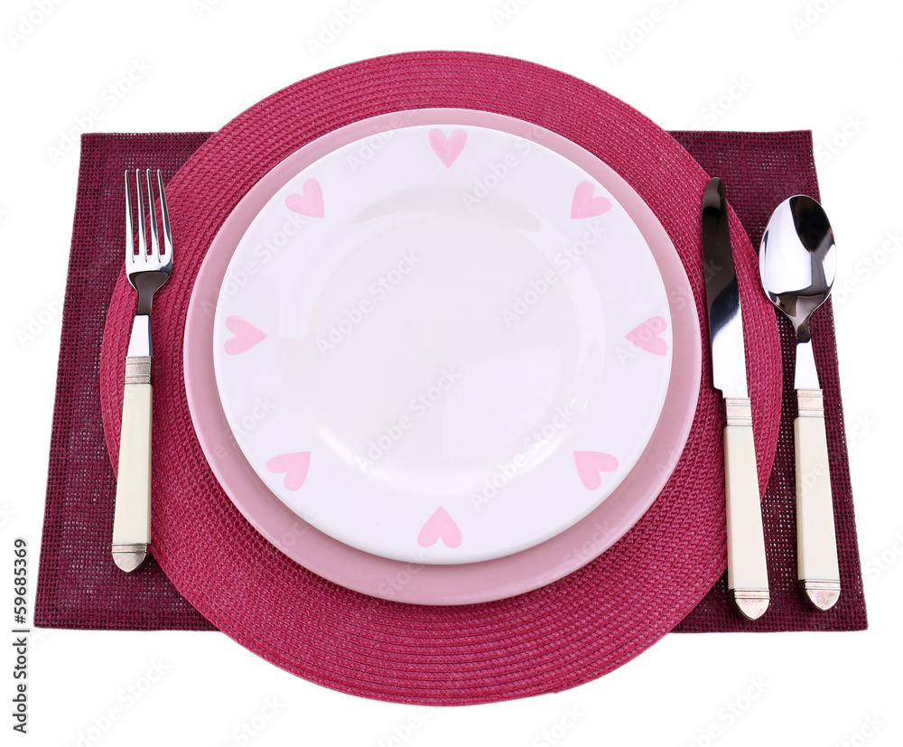 Set of utensil for dinner, isolated on white