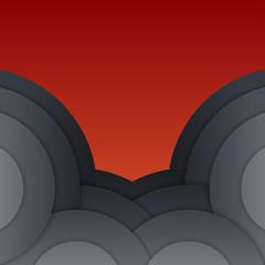 Fototapete - Abstract dark grey paper circles background