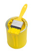 Gelbe Farbdose mit Pinsel