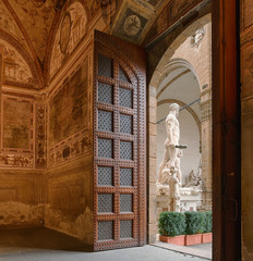 Fototapete - Palazzio Vecchio Florenz Italien mit Herkules