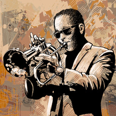 Plakat muzyka jazz blues trąbka