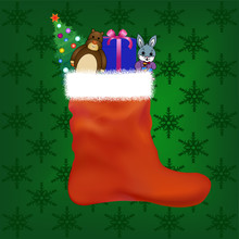 Christmas Stocking With Gifts And Toys