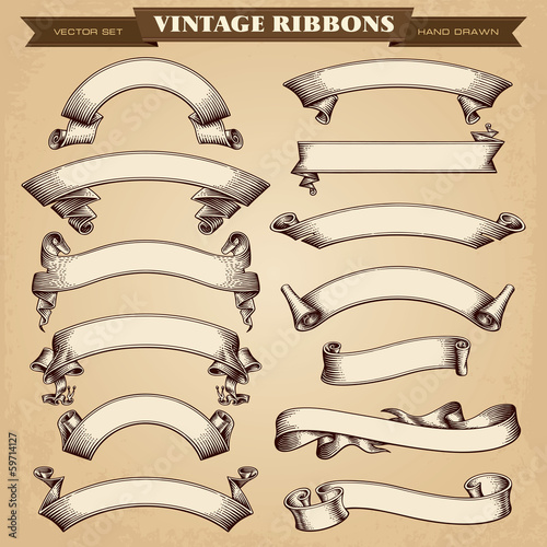 Fotografie, Obraz Vintage Ribbon Banners Vector Collection