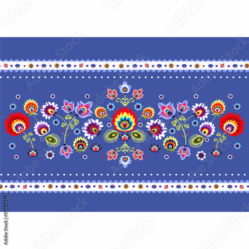 Naklejka dekoracyjna wzór ludowy na niebieskim tle