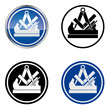 Zunftzeichen Tischler Schreiner Handwerk im Kreis, vier Versionen,  blau glänzend, blau flach, schwarz-weiss positiv und negativ