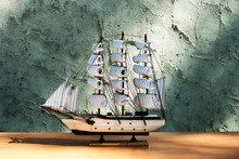 Wooden Sail Ship Toy Model