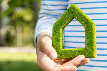 Fototapete - green house icon concept