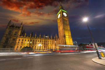 Wall Mural - Spectacular view of Westminster palace and Big Ben by night