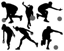 Black Silhouettes Of Bowling, Vector