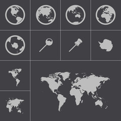 Wall Mural - Vector black world map icons set