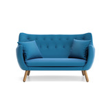 Fototapeta  - Isolated contemporary blue buttoned sofa