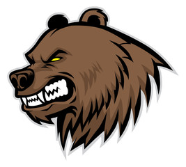 Wall Mural - angry bear head mascot
