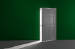 3D rendering of open door with incoming light