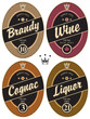 set of retro labels for various alcoholic beverages