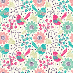 Wall Mural - Seamless floral pattern