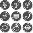 antena sieć przepływ informacji zestaw okrągłych ikon