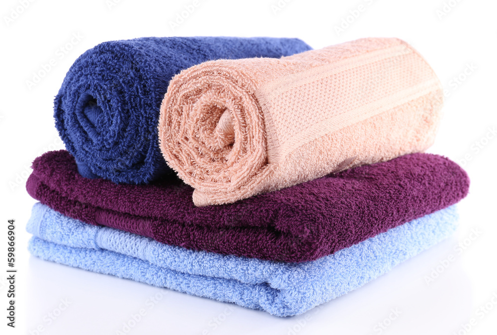 Colorful towels isolated on white