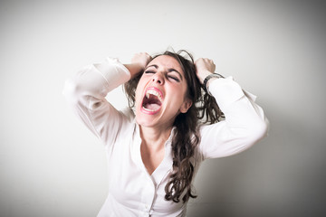 frustrated beautiful young businesswoman