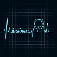 heartbeat make business  word and light-bulb stock vector