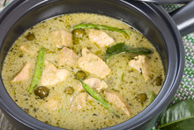 Thai Green Chicken Curry With Baby Aubergines And Snake Beans