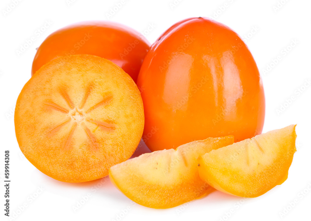 Ripe persimmons isolated on white