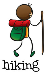 Wall Mural - A stickman hiking